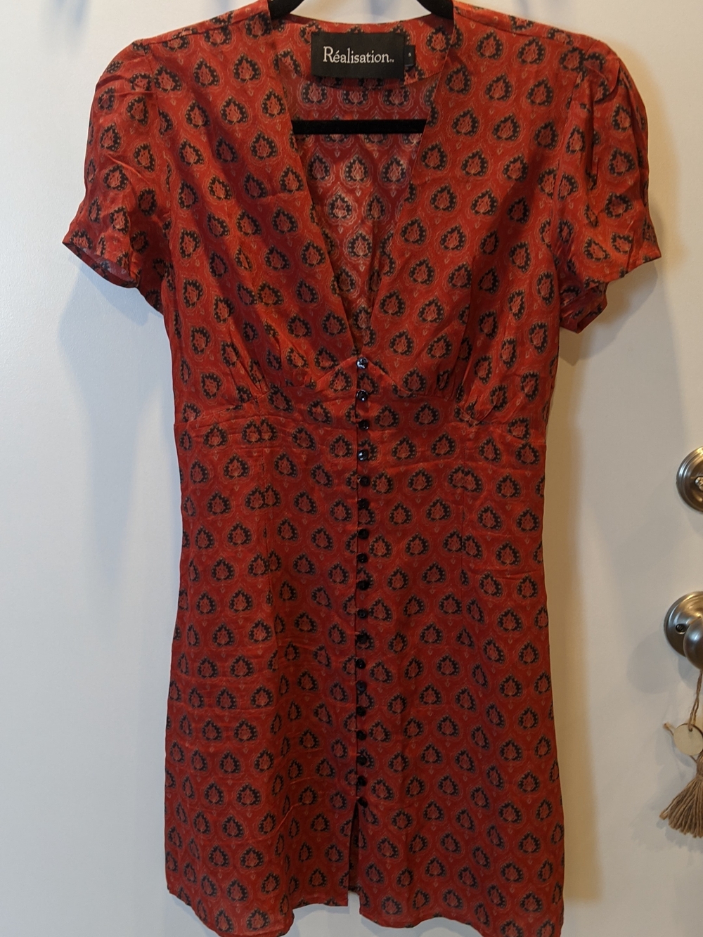 Réalisation Par Silk Floral Print Button Detail Mini Dress - Red